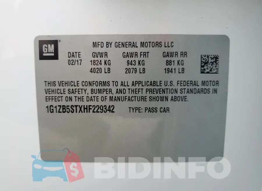 1G1ZB5STXHF229342 Photo# 13