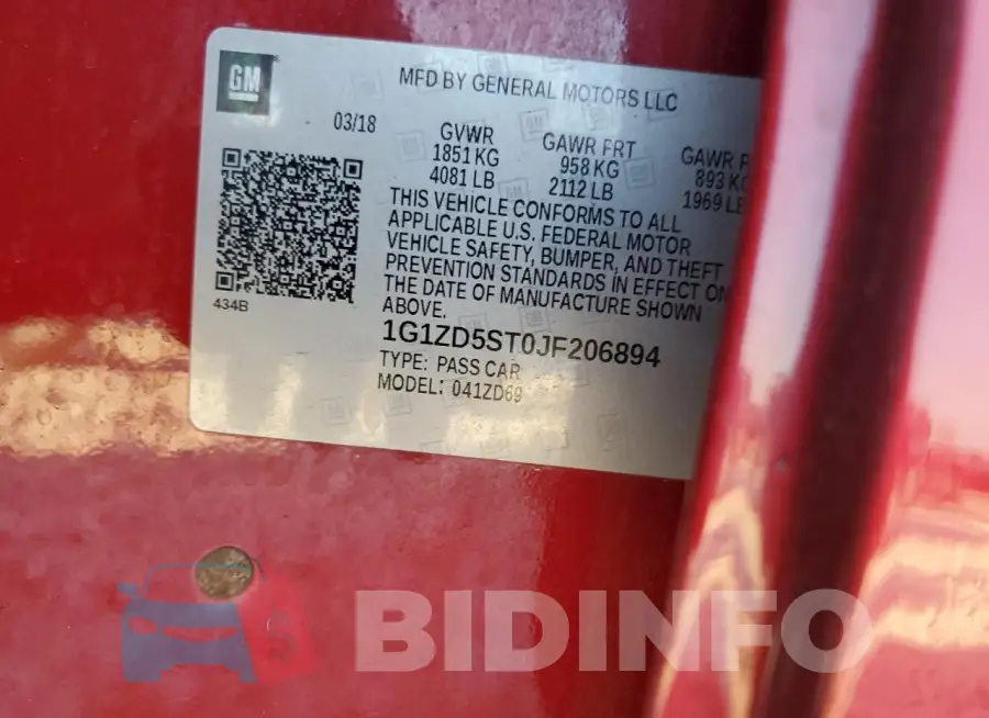 1G1ZD5ST0JF206894 Photo# 12