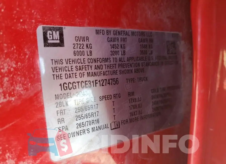 1GCGTCE31F1274756 Photo# 13