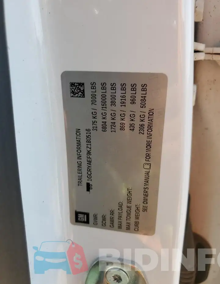 1GCRYAEF9KZ180516 Photo# 12