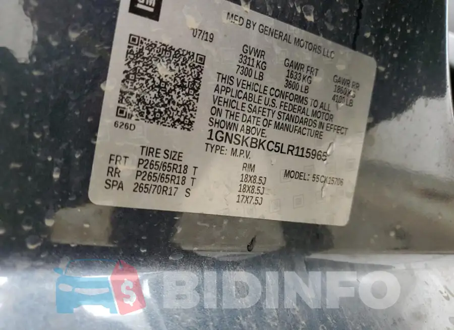 1GNSKBKC5LR115965 Photo# 13