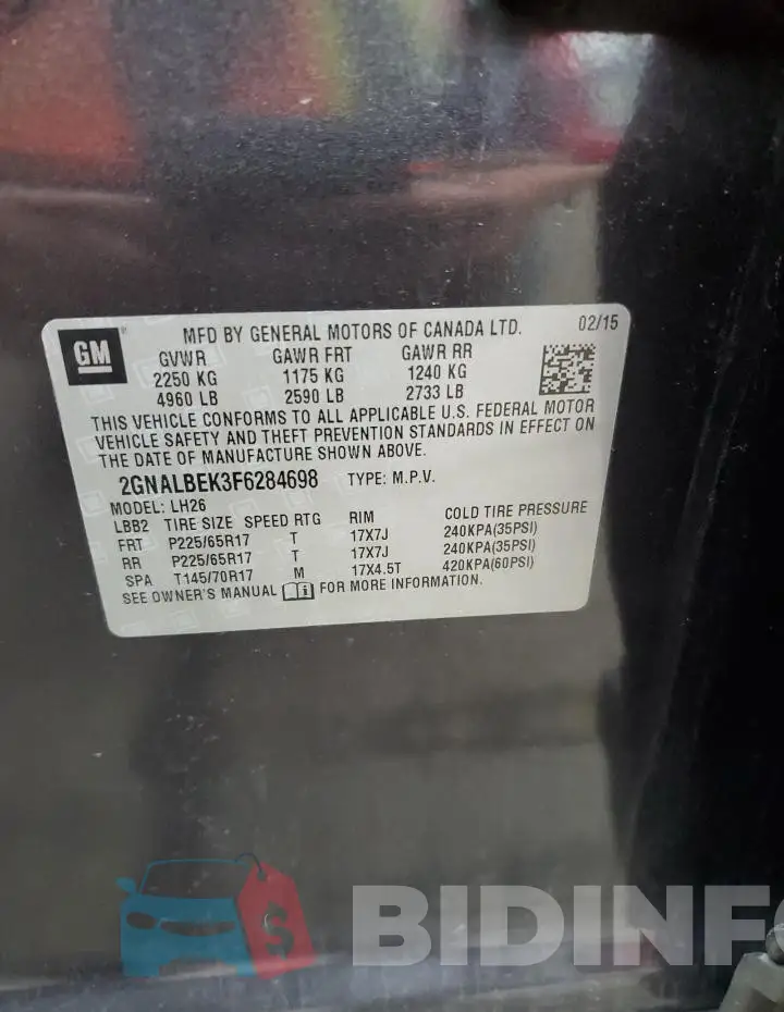 2GNALBEK3F6284698 Photo# 13