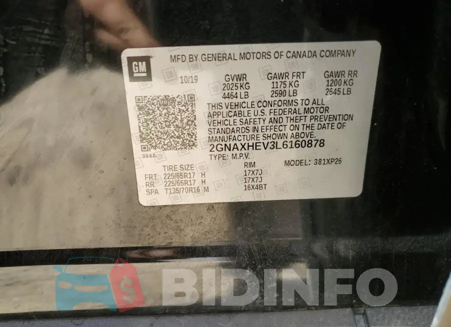 2GNAXHEV3L6160878 Photo# 13