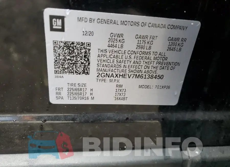 2GNAXHEV7M6138450 Photo# 13