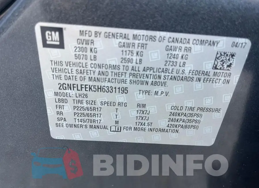 2GNFLFEK5H6331195 Photo# 10