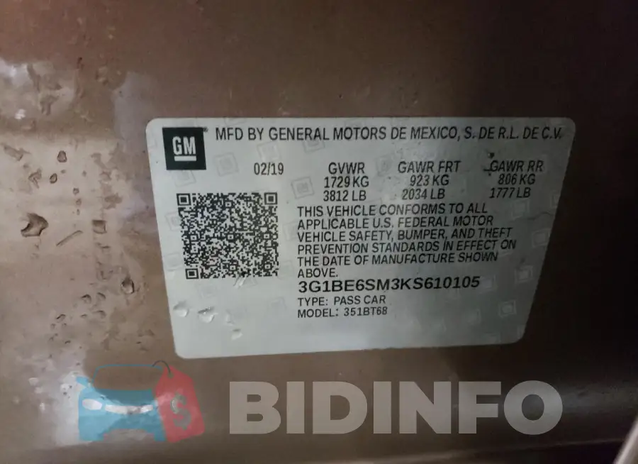 3G1BE6SM3KS610105 Photo# 12