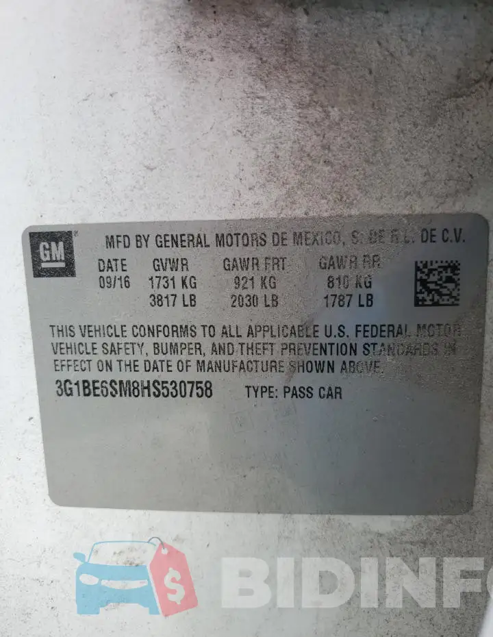 3G1BE6SM8HS530758 Photo# 13