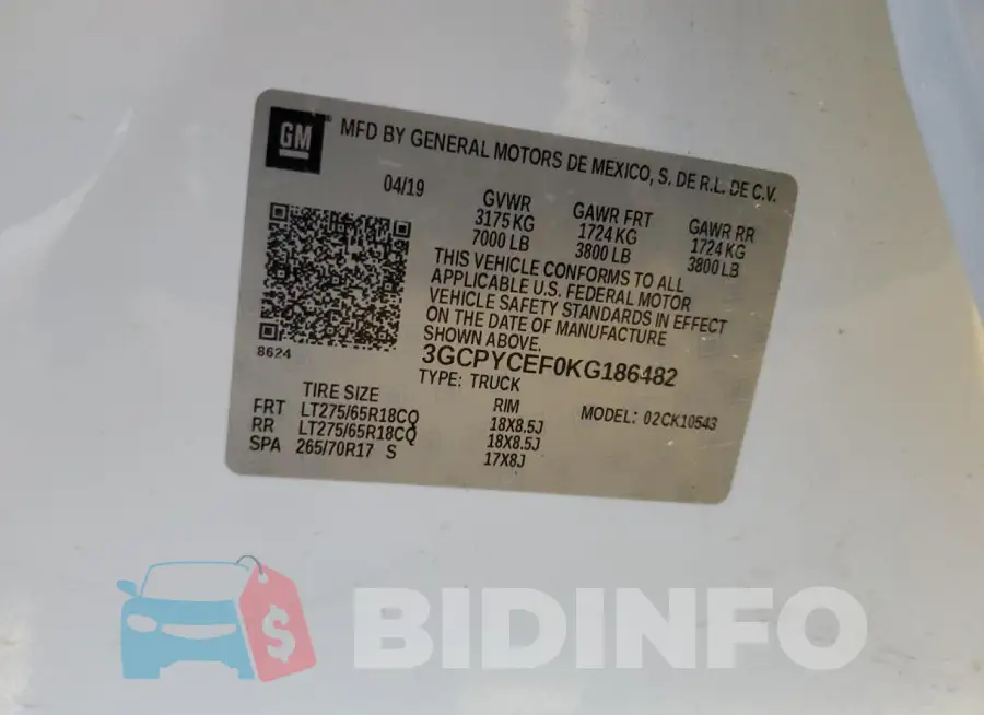 3GCPYCEF0KG186482 Photo# 12