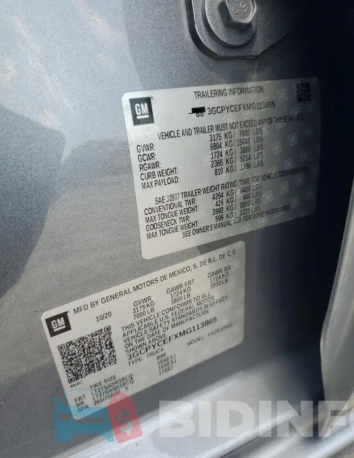 3GCPYCEFXMG113865 Photo# 12