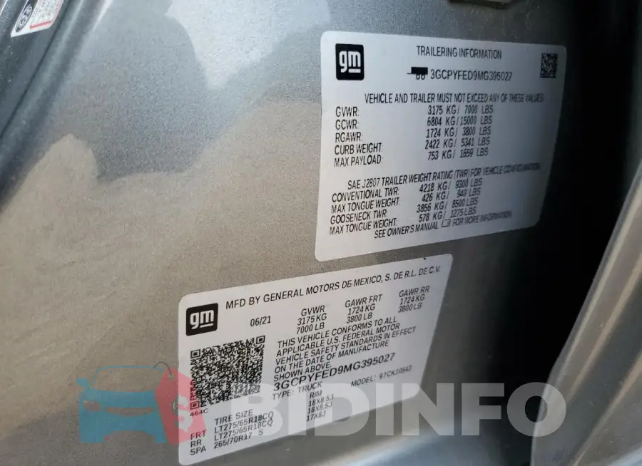 3GCPYFED9MG395027 Photo# 12