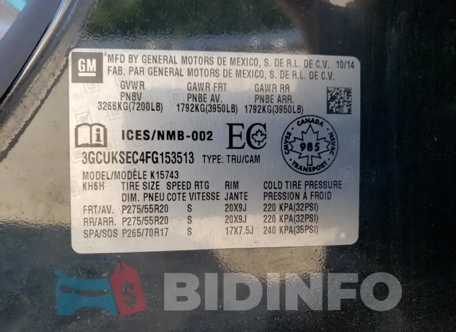3GCUKSEC4FG153513 Photo# 13
