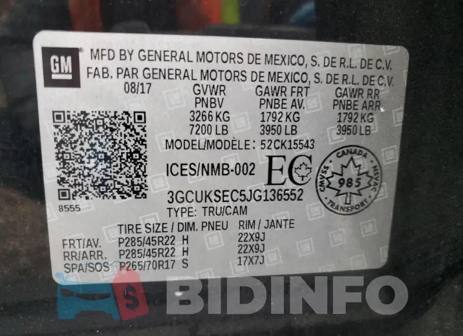 3GCUKSEC5JG136552 Photo# 12