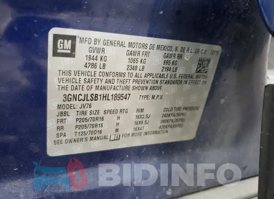 3GNCJLSB1HL189547 Photo# 12