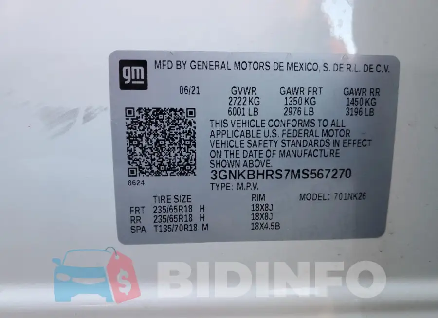 3GNKBHRS7MS567270 Photo# 13