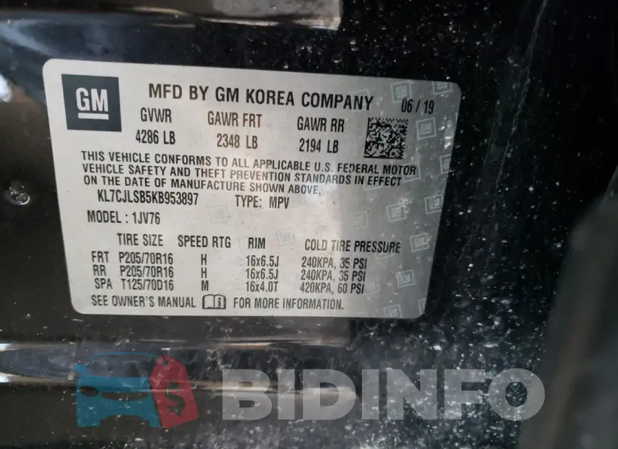KL7CJLSB5KB953897 Photo# 13