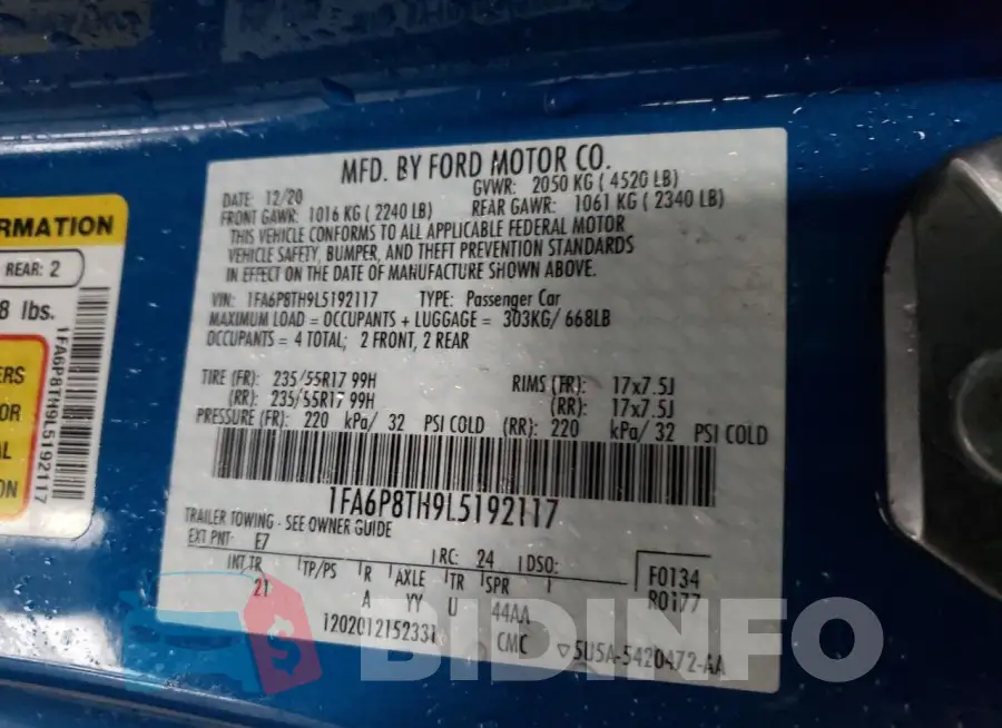 1FA6P8TH9L5192117 Photo# 13