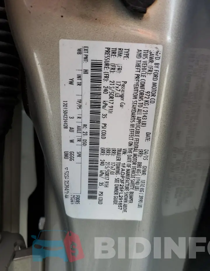 1FADP3F25FL291857 Photo# 12