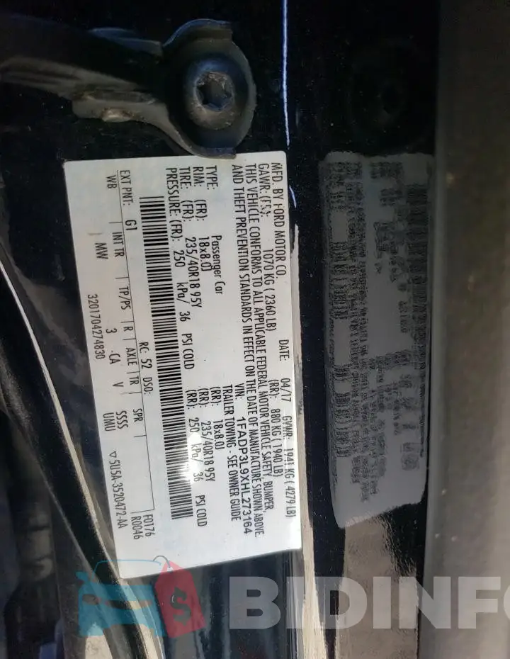 1FADP3L9XHL273164 Photo# 12