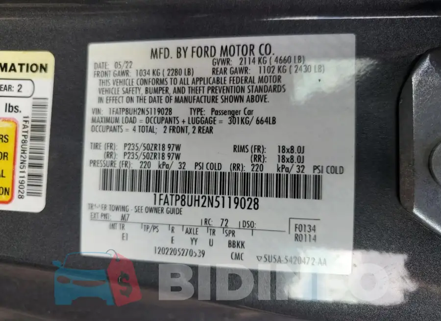 1FATP8UH2N5119028 Photo# 13