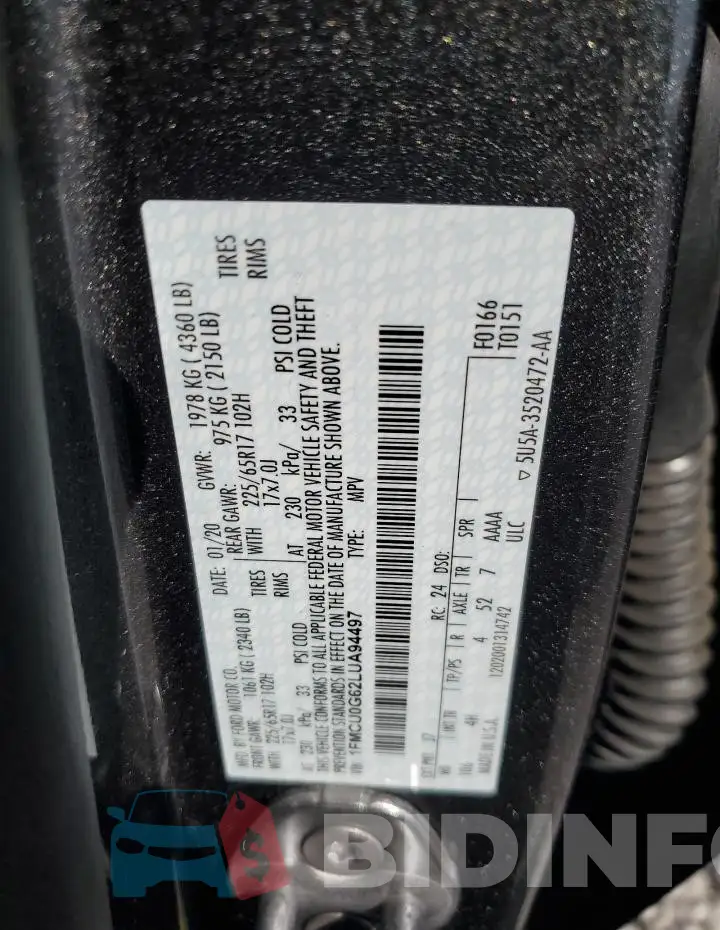 1FMCU0G62LUA94497 Photo# 13