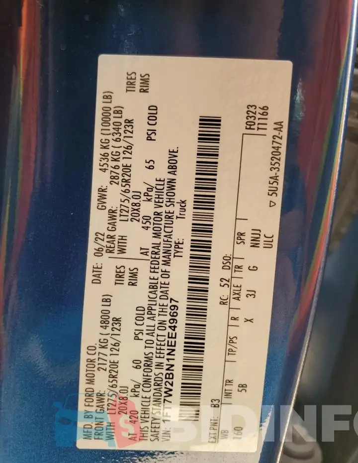 1FT7W2BN1NEE49697 Photo# 12