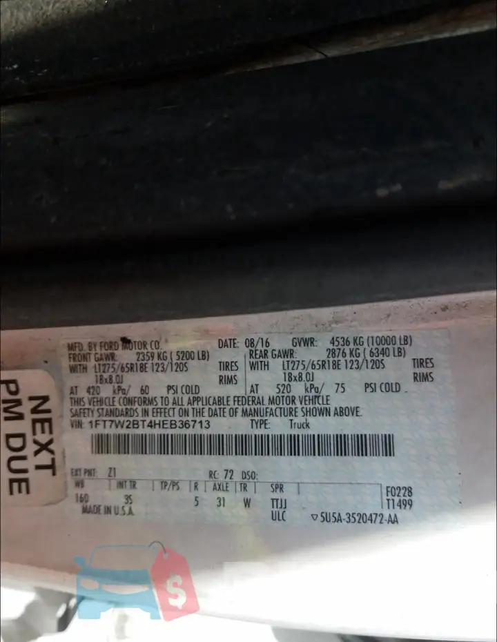 1FT7W2BT4HEB36713 Photo# 10