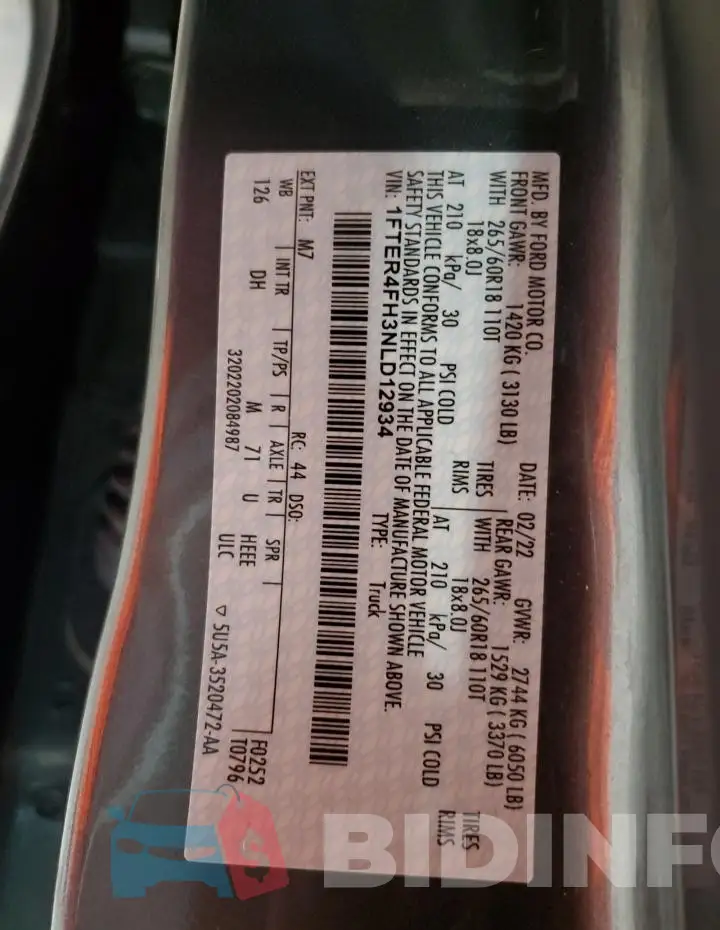 1FTER4FH3NLD12934 Photo# 13
