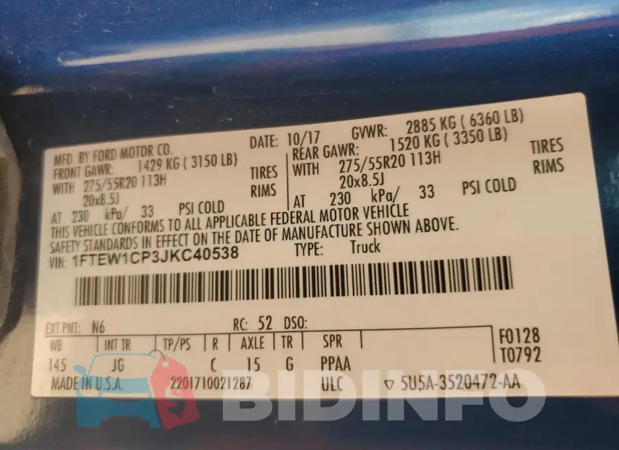 1FTEW1CP3JKC40538 Photo# 12