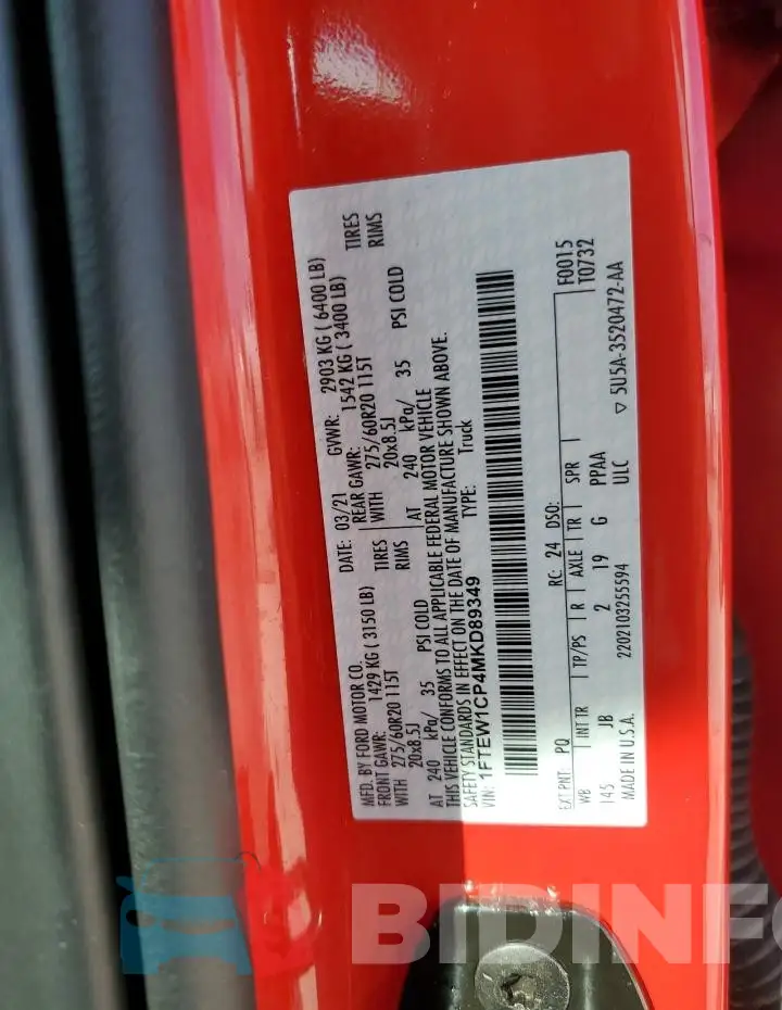 1FTEW1CP4MKD89349 Photo# 13