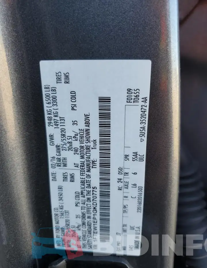 1FTEW1EP1GKD70775 Photo# 13