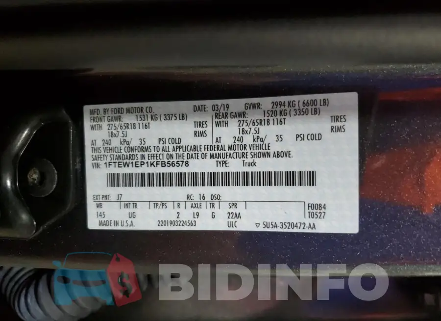 1FTEW1EP1KFB56578 Photo# 13