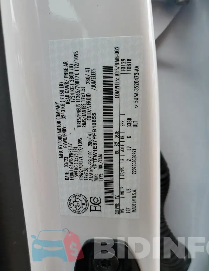 1FTFW1E87PFB10855 Photo# 12