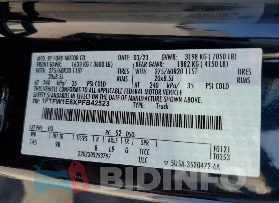 1FTFW1E8XPFB42523 Photo# 12