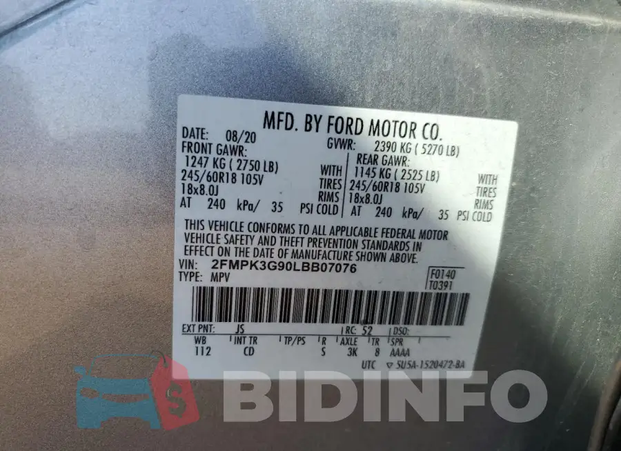 2FMPK3G90LBB07076 Photo# 13
