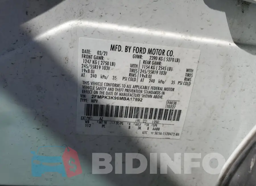 2FMPK3K96MBA17892 Photo# 13