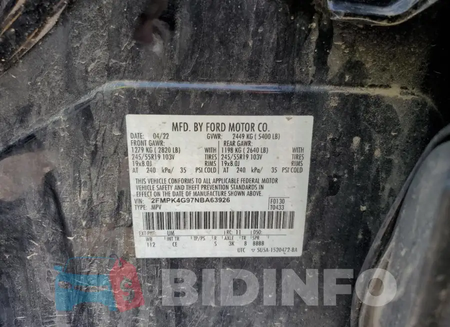 2FMPK4G97NBA63926 Photo# 14