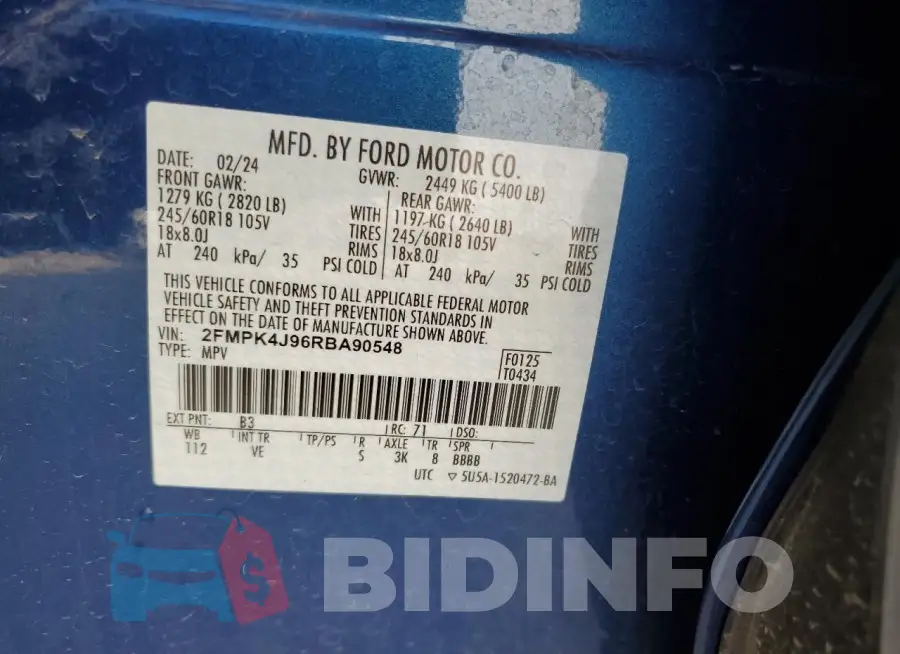 2FMPK4J96RBA90548 Photo# 13