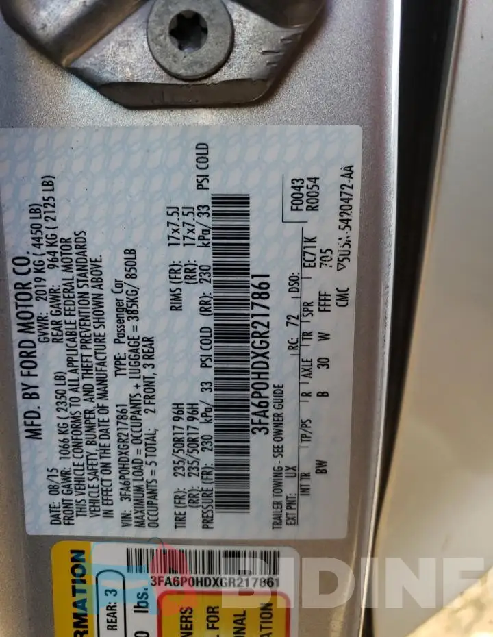 3FA6P0HDXGR217861 Photo# 13
