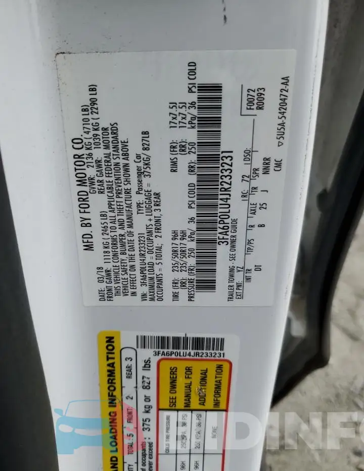 3FA6P0LU4JR233231 Photo# 12