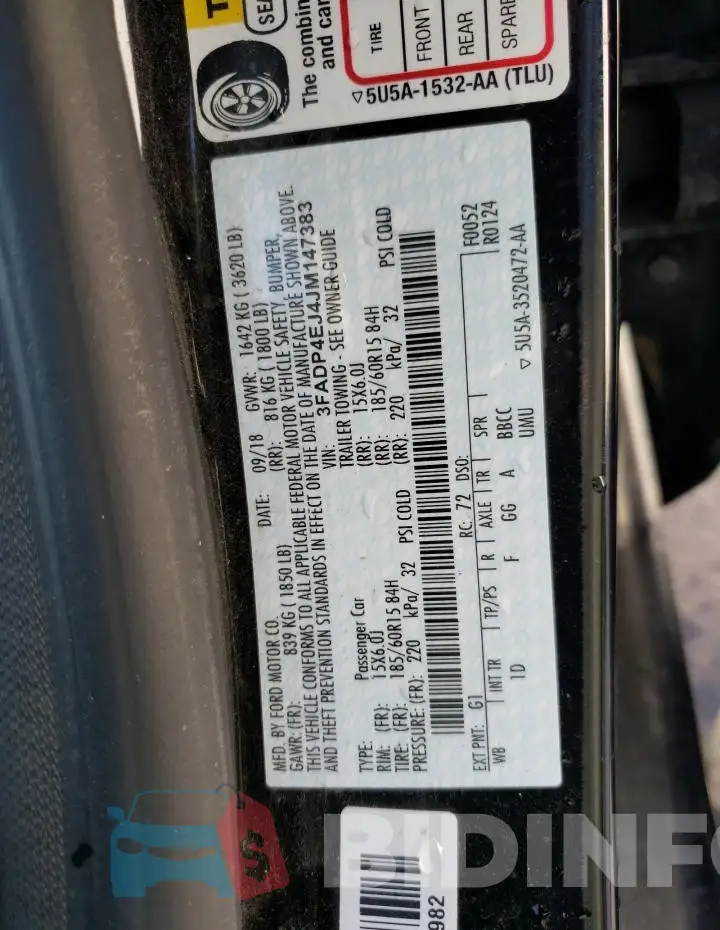3FADP4EJ4JM147383 Photo# 12