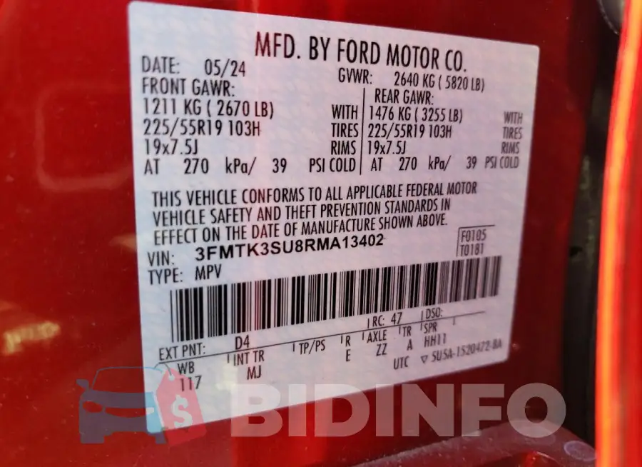 3FMTK3SU8RMA13402 Photo# 14