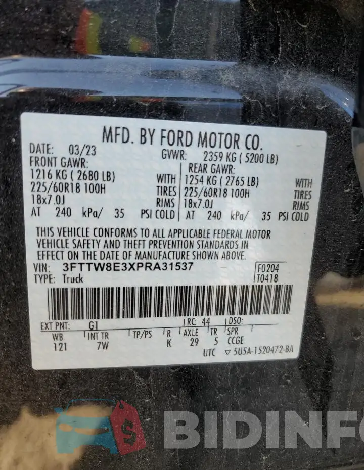 3FTTW8E3XPRA31537 Photo# 12