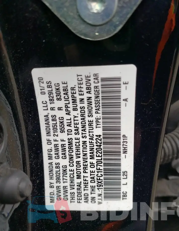 19XFC1F70LE204224 Photo# 12