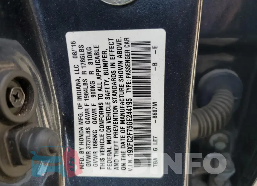 19XFC2F75GE244195 Photo# 12
