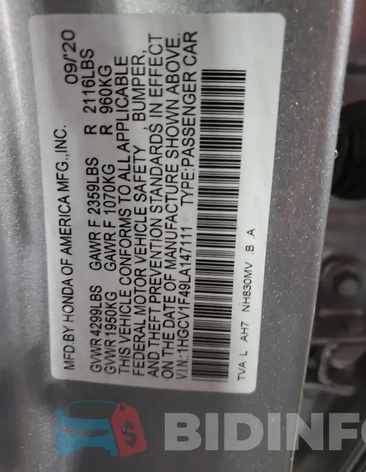 1HGCV1F49LA147111 Photo# 13