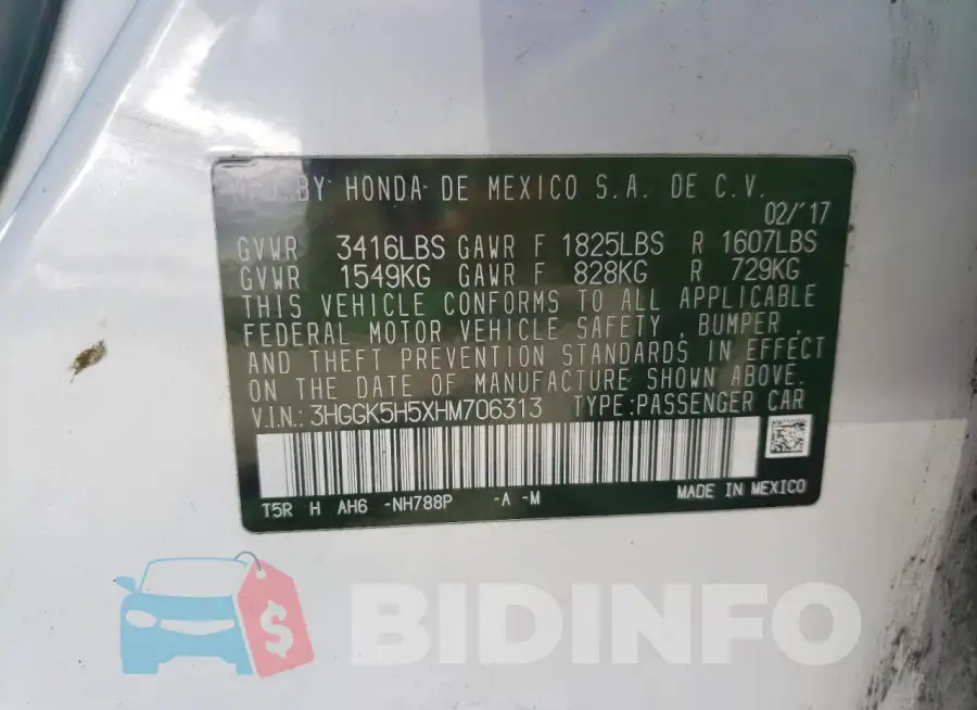 3HGGK5H5XHM706313 Photo# 12