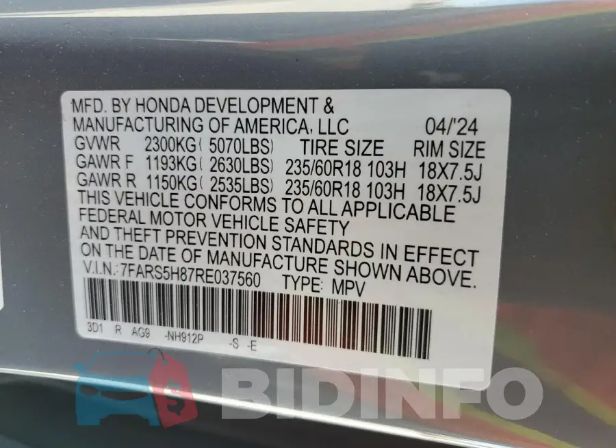 7FARS5H87RE037560 Photo# 14