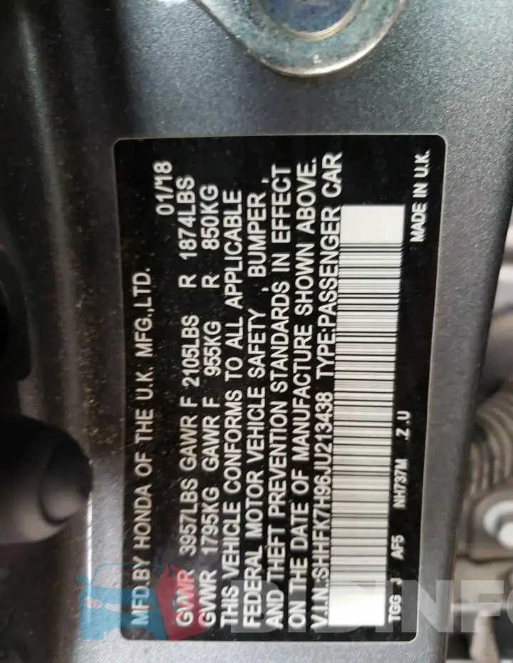 SHHFK7H96JU213438 Photo# 13