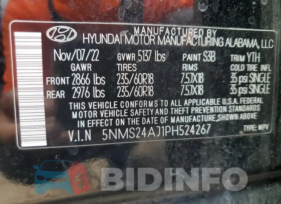 5NMS24AJ1PH524267 Photo# 13