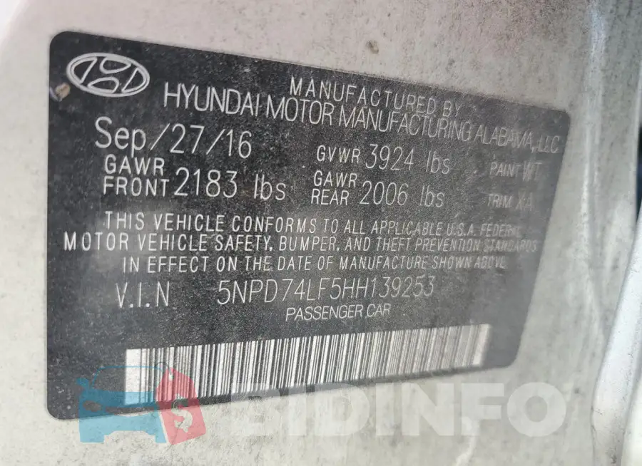 5NPD74LF5HH139253 Photo# 13